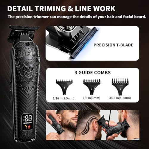 BESTBOMG Professional Cordless Hair Clipper & Beard Trimmer Set - Long Battery Life, 0.8-2mm Fade, USB-C