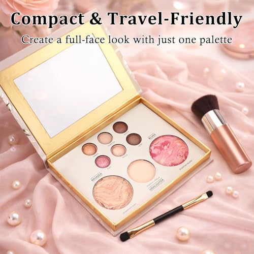 All-in-One Baked Face Makeup Palette with Brushes