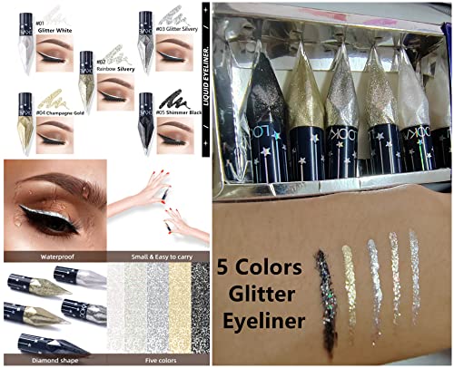 Go Ho Glitter Liquid Eyeliner Set - 5 Colors Waterproof