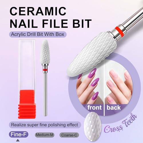 Ceramic Nail Drill Bit 3/32" - Fine Grit for Acrylic Removal