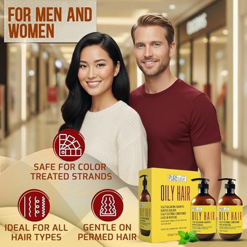 Oily Hair Shampoo & Conditioner Set - Sulfate Free, 16 Fl Oz