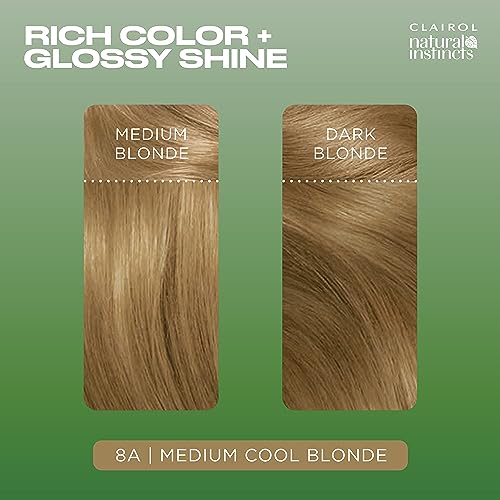 Clairol Natural Instincts Demi-Permanent Hair Dye, 8A Medium Cool Blonde Hair Color, Pack of 1