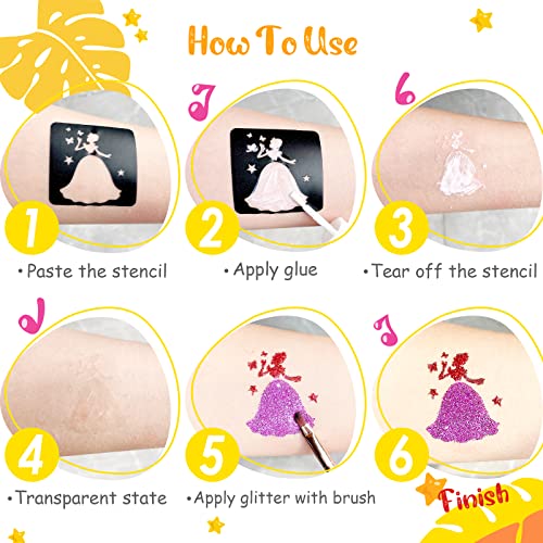Glitter Tattoo Kit for Kids - 31 Colors, 165 Stencils