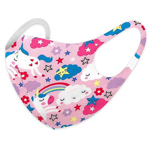 Kid's Face Protective Gear Washable and Reusable Unicorn Kitty Animal Themed (Girl_4set)