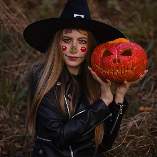 6-Sheet Scarecrow Face Temporary Tattoo Stickers Halloween Makeup