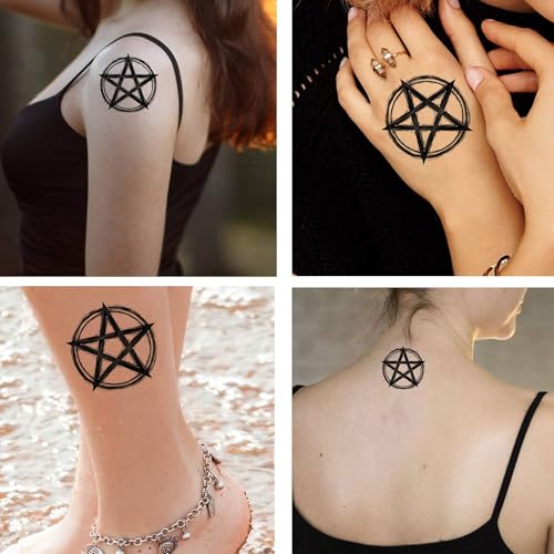 Pentagram Temporary Tattoos - 6 Sheets Waterproof