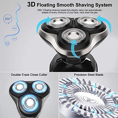 PRITECH Head Part for Electric Razor for Men, Electric Face Shavers, Rechargeable Shaving Men's Cordless Razors IPX7 Waterproof Wet Dry Rotary Shavers