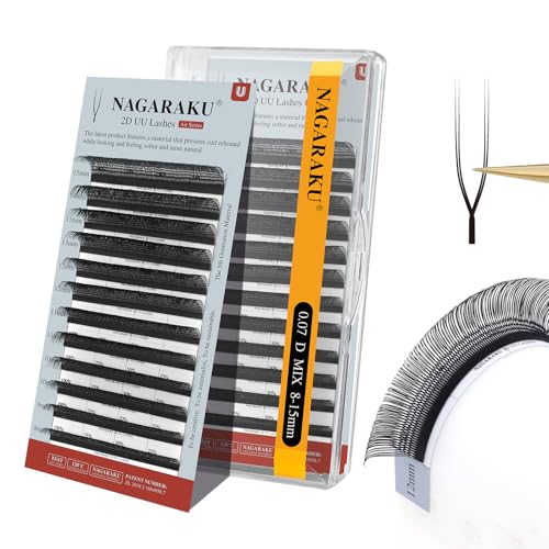 NAGARAKU 2D UU Lash Extensions 0.07D Mix 8-15mm Premade Fans