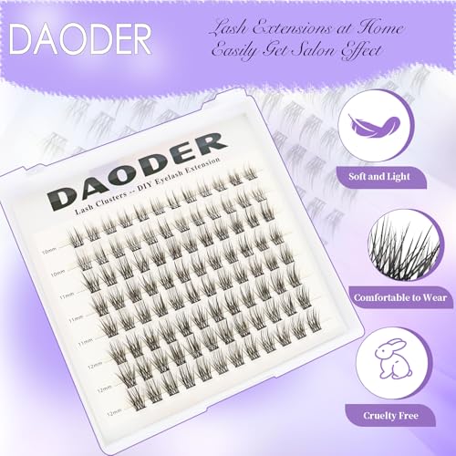 DAODER Lash Clusters 10-12MM C Curl Natural Wispy 96pcs