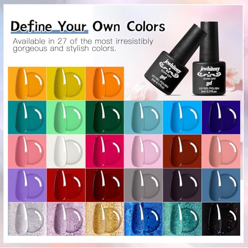 JEWHITENY 27 Colors Gel Nail Polish Kit with U V LED and 2 Bottle of 10ML Gel Nail Remover