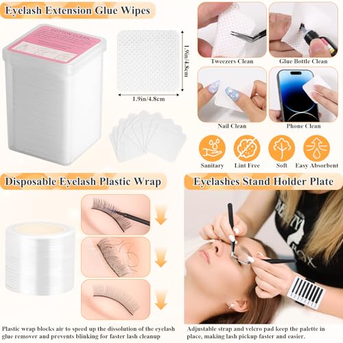 Lashes Kit for Eyelash Extension Beginner Lash Tech Starter Kit with Eye Lash Mannequin Head, Professional Eyelash Extension Kit with Lash Fan, Extension Glue and Eyelash Remover for Practice Training