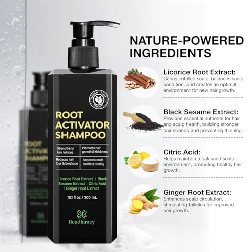 Beadlamey Root Activator Shampoo for Men - Hair Growth & Thinning Hair - 10.1 fl oz (Pack of 1)