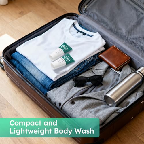Travel Size Body Wash, Mini Shower Gel Set, 20 ml Individually Wrapped Bulk Trial Sample Small Single Use Toiletries Amenities Kit for Men & Women for Hotel/Camping/Homeless 0.7 Fl Oz (Pack of 60)