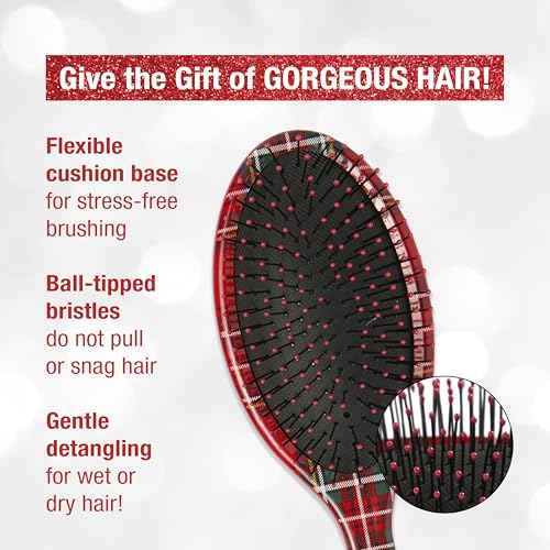 Conair Spa Tartan Headband & Detangle Cushion Brush 2pk Set - spa headband for washing face - Bubble headband - Makeup headband - GRWM headband - gifts for teen girls - stocking stuffers