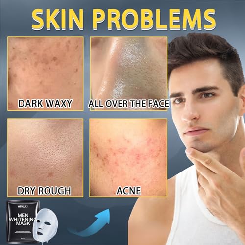 Mens Face Sheet Mask Set,Hydrating Facial Sheet Masks Combo for All Skin Types,Moisturizing Mens Face Mask Skincare Gift Set for Him,Dad,Husband & Boyfriend (10 Pcs)