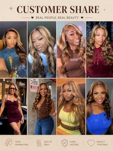 UNICE Honey Blonde Body Wave Lace Front Wig 22 inch