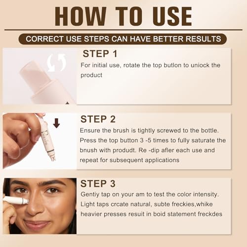 Freckle Stamp - Freckle Pen, Waterproof, Long-Lasting Fake Freckles Quick Dry 5-Point Faux Freckle Stamp Cushion Stain Marker Pencil Tool for Natural and Lifelike Sunkissed Face Freckle Makeup (Light)