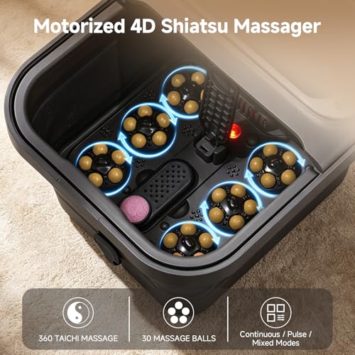 AAOBOSI Collapsible Foot Bath Spa with Heat & Massage - Grey