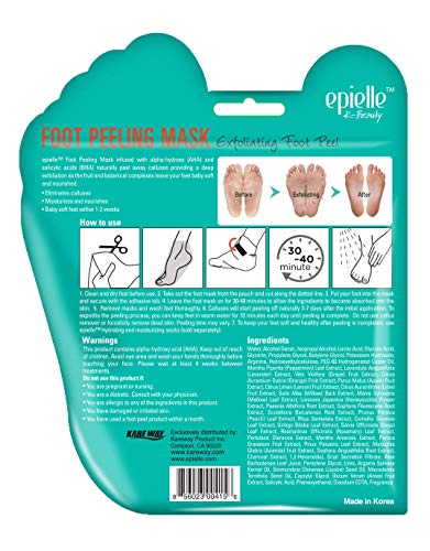 Epielle Exfoliating Foot Peel Mask - 2 Pairs for Cracked Heels & Calluses