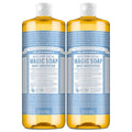 Dr. Bronner's Magic Soap-Pure-Castile Liquid Soap (Baby Unscented, 32 ounce, 2-Pack)-Regenerative Organic Certified Oils, 18-in-1 Uses: Body, Laundry & Dishes, For Sensitive Skin, No Fragrance