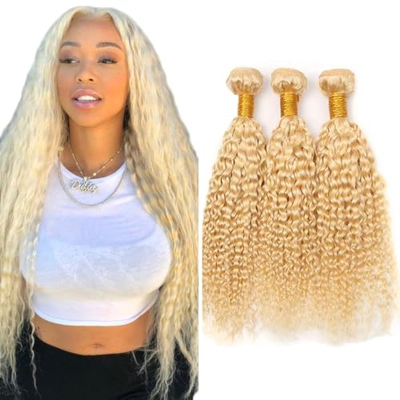 613 Blonde Water Wave Human Hair 3 Bundles 24-28 Inch