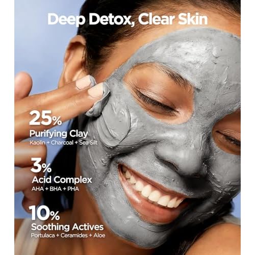 Glow-Boosting Face Masks Skincare Set ? Deep Detox Clay Mask for Clear Pores, Blackheads and Excess Oil, Hydrating Overnight Face Mask with 10% Hydrolyzed Collagen ? Spa-Like Facial Skin Care at Home