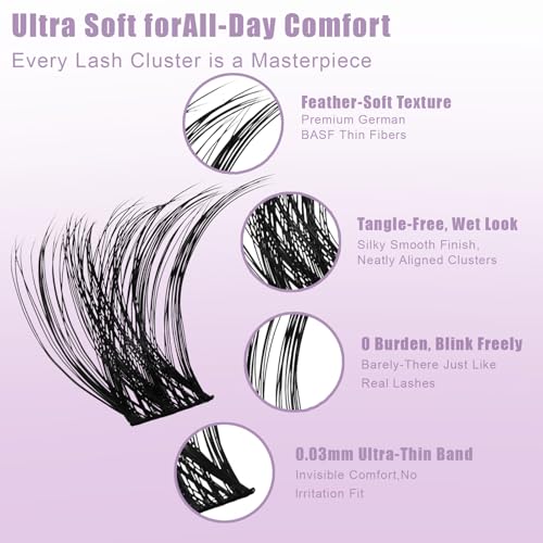 Molly Magic Eyelash Extension Kit D Curl 8-18mm Wispy Natural False Lashes with Waterproof Adhesive & Tools