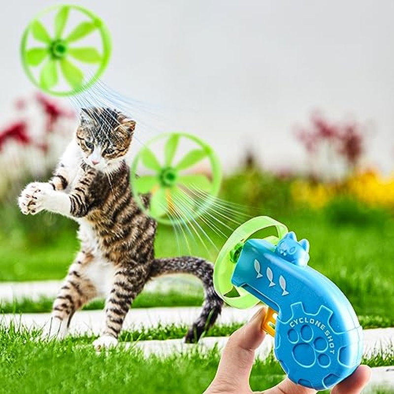 FOIMAS 17-Piece Interactive Cat Fetch Toy Set with Flying Propellers