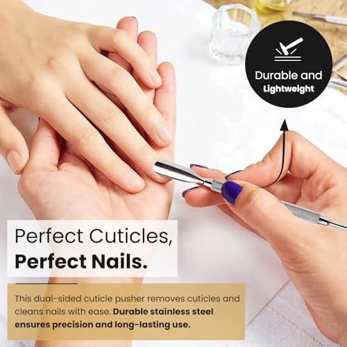 Stainless Steel Cuticle Pusher & Nail Cleaner Tool Set - Dual Sided (2 Pack)