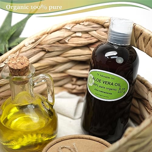 Dr Adorable - 8 oz - Aloe Vera Oil - 100% Pure Natural Organic (Amber Bottle)
