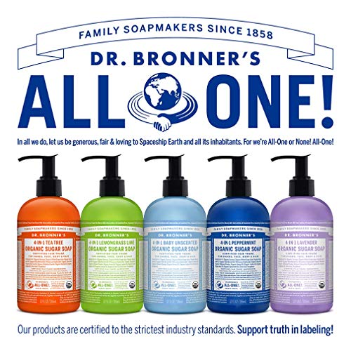 Dr. Bronner's Organic Sugar Soap 4-Pack - Lavender, Peppermint, Tea Tree & Lemongrass, 12 Fl Oz Each