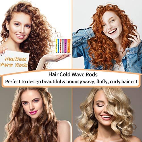 100 Pcs Hair Perm Rods Set - 5 Sizes Heatless Curlers with Comb