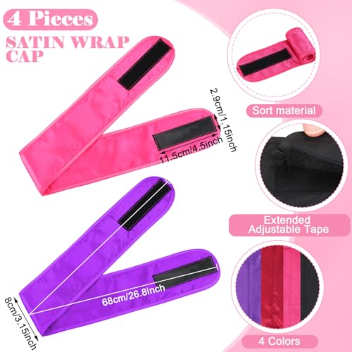 Eurzom Satin Hair Wraps - 4 Adjustable Scarves for Sleeping