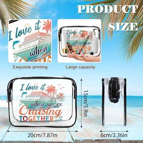 6 Pcs Clear Cruise Makeup Bags Gifts, Cruise Essentials Beach Cosmetic Bag for Women, Cruise Ship Survival Kits, Travel PVC Waterproof Toiletry Bags for Girls Sister Daughter Nurse Teacher