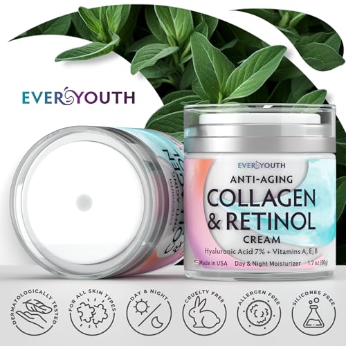 Collagen Retinol Face Moisturizer with Hyaluronic Acid, Moisturizer Face Cream, Made in USA, Day & Night Cream for Women, Anti Wrinkle Cream for Face, Daily Facial Moisturizer, 1.7oz