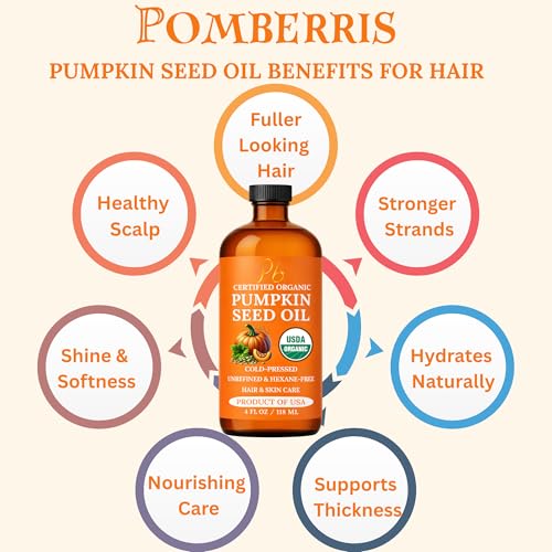 Organic Pumpkin Seed Oil for Hair & Face, 4 Fl Oz