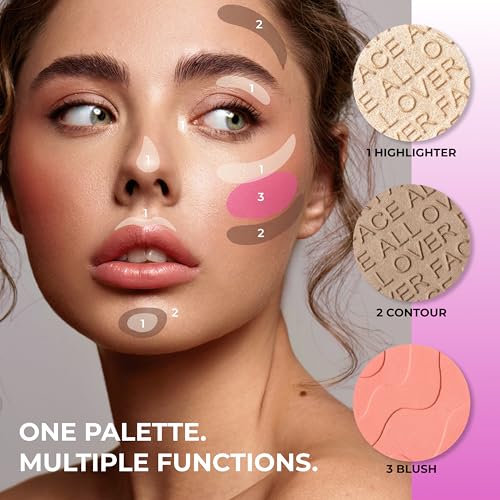 Lamel All-Over Face Contour Palette - 4-in-1 Blush, Highlighter & Contour