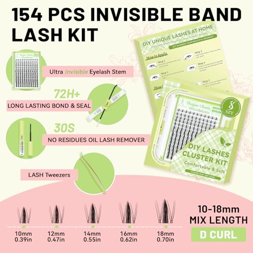 Fairy Lash Clusters Kit 154Pcs DIY Eyelash Extensions Wispy Natural