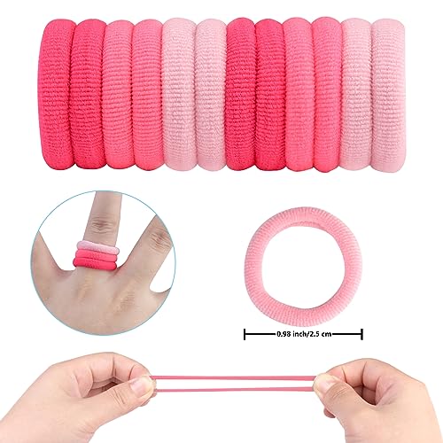 Baby Hair Ties 100 Pack - Multicolor Cotton Elastic Ponytail Holders for Girls & Kids