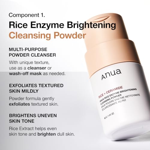 Anua Rice Trio Set : Rice Cleansing Powder & Milky Toner & Hydrating Serum, Marshmallow face mask maker, for Glass skin,Korean Skincare