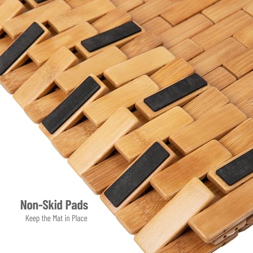 Bamboo Bath Mat with Non-Slip Grips, 23.5" x 16.5"
