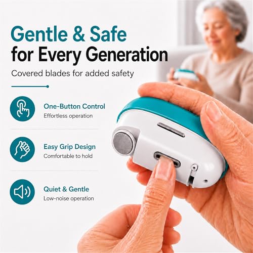 Electric Nail Clipper for Seniors, Automatic Trimmer for Thick Nails