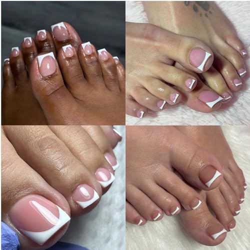 French Tip Press On Toenails - 150pcs Full Cover Fake Nails