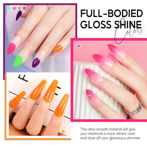 Neon Gel Nail Polish Set - 6 Vibrant Colors, Soak Off UV LED