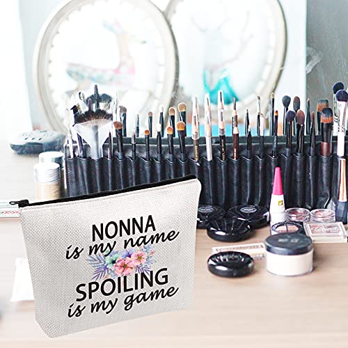 PWHAOO Grandma Nonna Gift Nonna Is My Name Spoiling Is My Game Best Nonna Ever Cosmetic Make Up Storage Bag Gift (Nonna Bag)