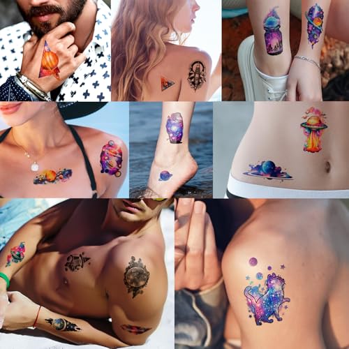 77 Sheets Temporary Tattoos for Adults - Space & Small Designs