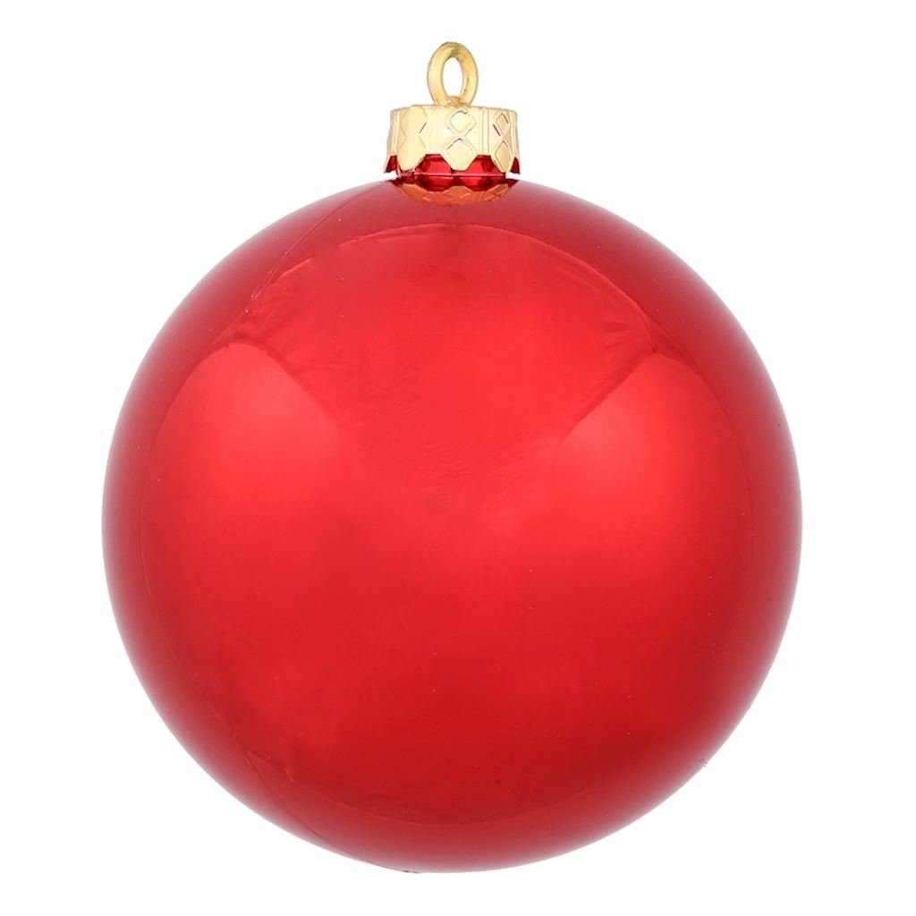 Vickerman 6" Red Shiny Ball Ornament - Red - 4-Pack - Holiday Decorations - Red Christmas Decorations - UV Resistant - Shatterproof Ornament - Reliable and Durable