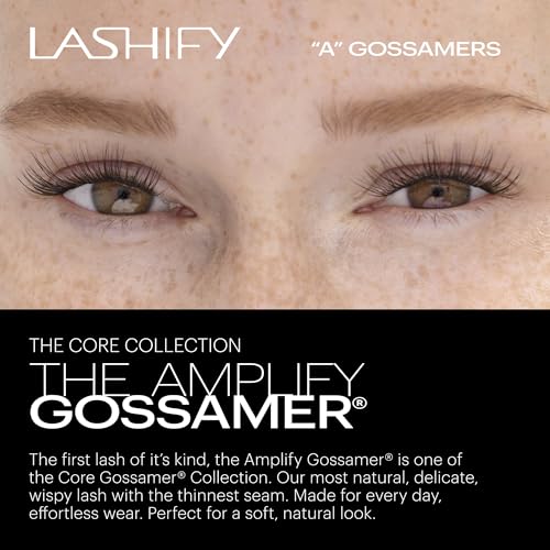 Lashify Amplify 14mm Gossamer DIY Eyelash Extensions Refill, Black, Easy False Eyelashes for a Natural Look