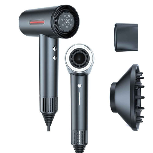 CONCARE Hair Dryer, Fast Drying Blow Dryer with Magnetic Nozzle,110,000RPM Brushless Motor, High Speed Low Noise, Ionic No Heat Damage, for Travel, Home, Gift (Gray)