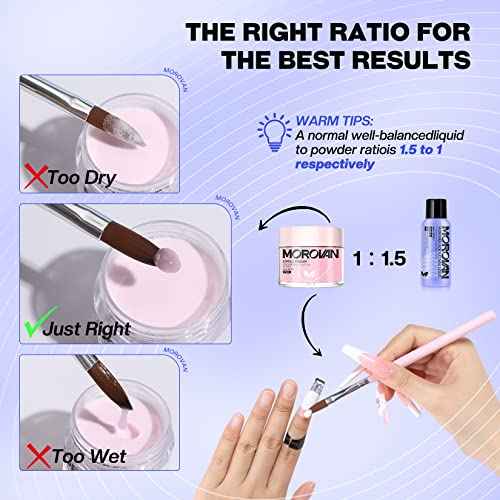 Morovan Monomer Acrylic Nail Liquid 4 oz: Acrylic Liquid Monomer for Acrylic Powder Acrylic Nail Extension with Acrylic Brush for Beginners DIY at home Non-Yellowing